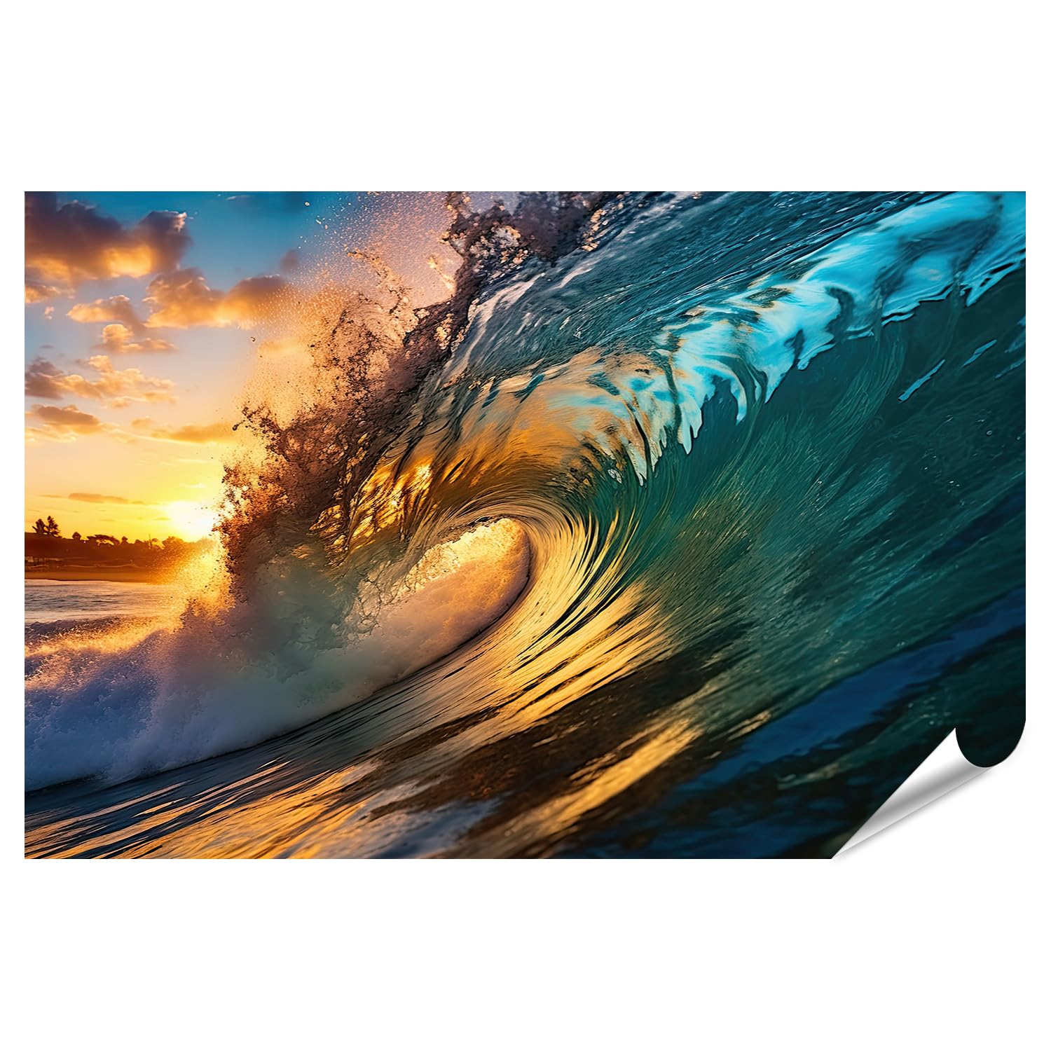 islandburner XXL - Poster a forma di onda con tubo di acqua limpida e grande onda Oean Wave Tube paesaggio