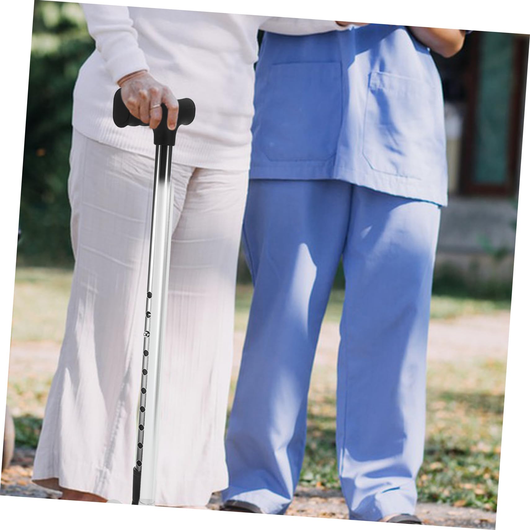 iplusmile Bastón de Trekking Plegable Ajustable para Personas Mayores Base Estable de Cuatro Patas Antideslizante Mango Ergonómico de Acero Inoxidable para Caminar y Uso Diario
