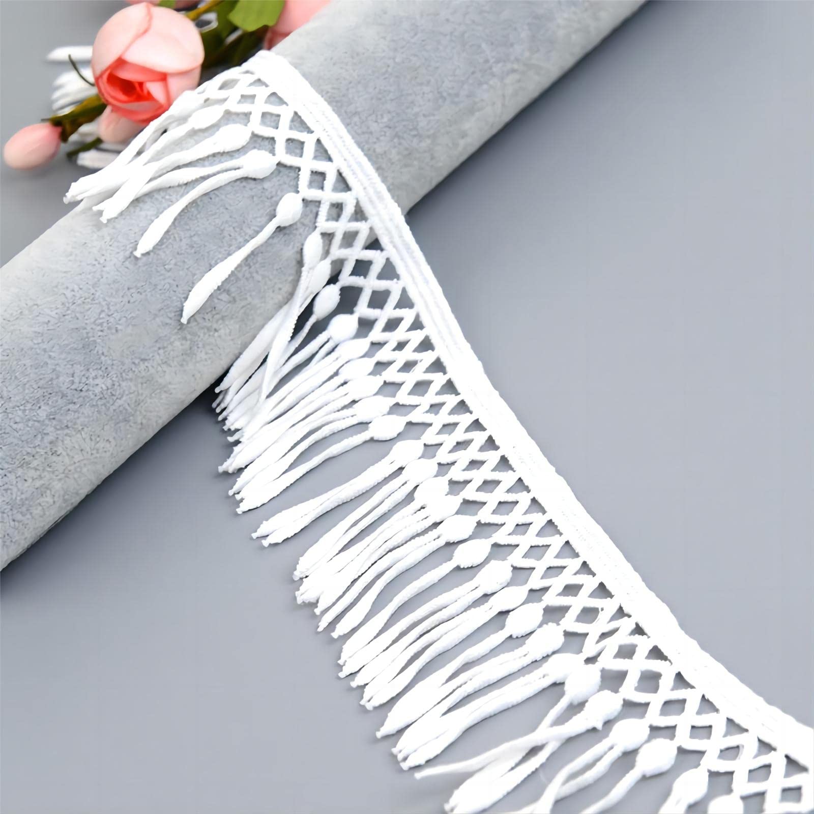 2 Yards 7cm Pizzo A Frange Di Poliestere, Bordatura Con Frange E