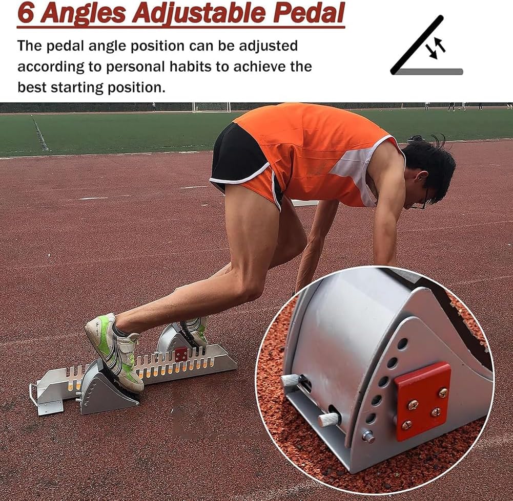 Track and Field Starting Blocks, Multi Function Competition Starting Block for Racing, 6 Angle Adjustable Running Blocks, Portable Starting Block for Sprinter Athlete