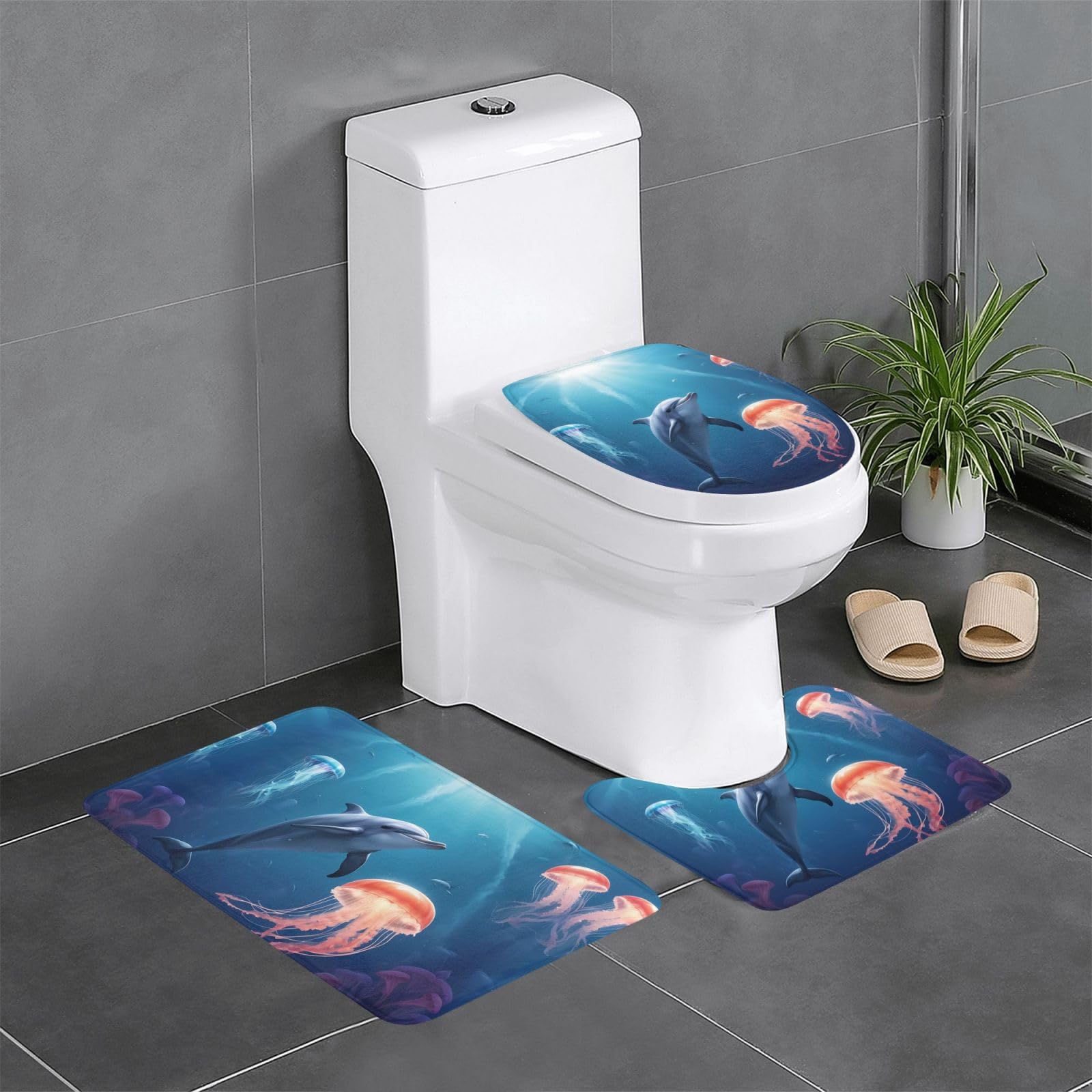 Tapis de salle de bain antidérapant ovale et rectangulaire lot de 3