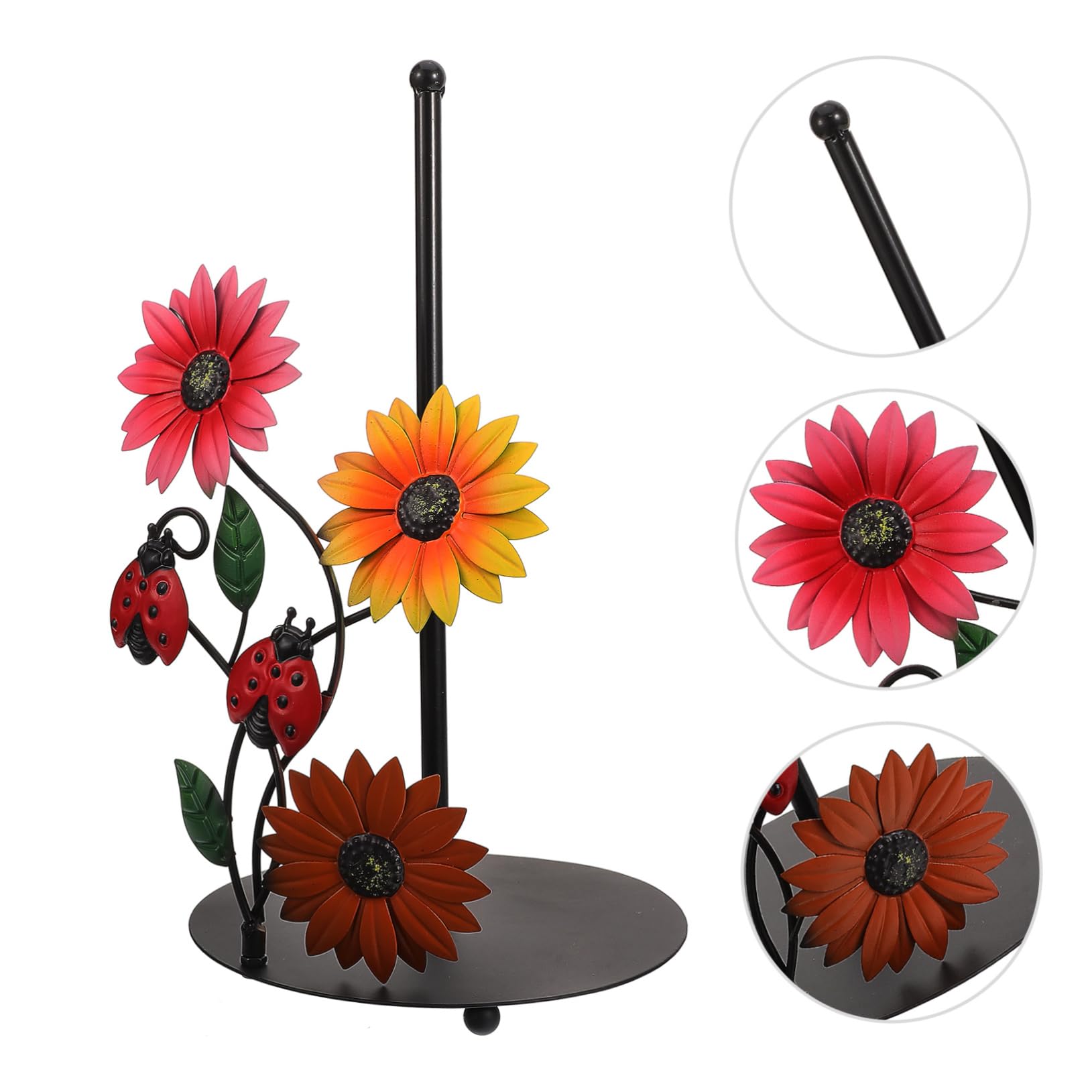 SHINEOFI Portarotolo Base Stabile in Ferro di Carta e Forma di Girasole Decorazione Moderna per Cucina, Sala da Pranzo Soggiorno