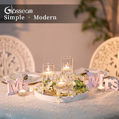 Miniatura 2 de Glasseam Portavelas de pilar de huracán a granel 24, portavelas transparentes para velas de pilar, cilindros de vidrio para velas flotantes,