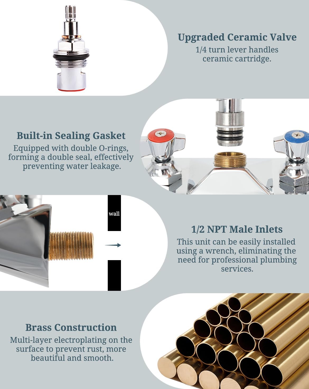 4" Center Hand Sink Faucet & 4 Inch Center Wall Mount Sink Faucet