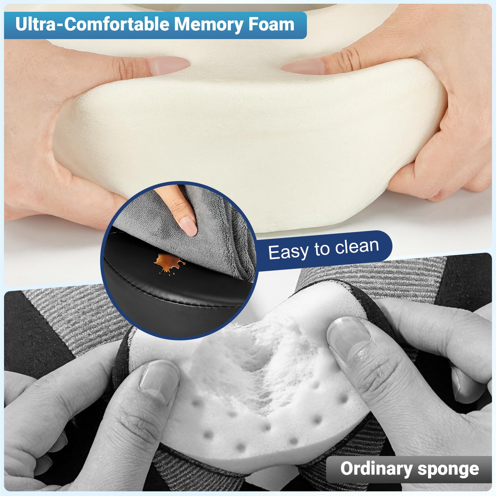 Kit per massaggi da tavolo, poggiatesta regolabile con poggiapolsi, cuscino universale per il viso, per scrivania da ufficio e letto spa, portatile, ergonomico, nero