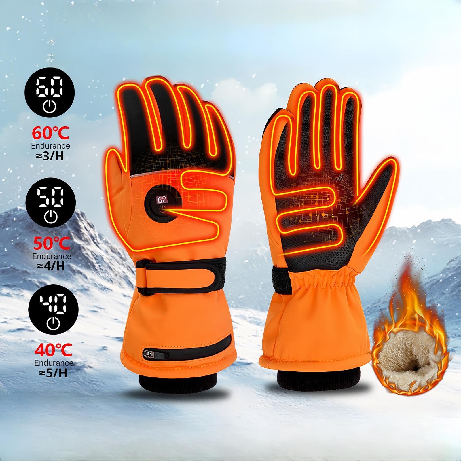 Guantes De Moto Térmicos,Guantes Térmicos para Hombres Guantes de esquí | Guantes para correr con calefacción, reflectantes, recargables, impermeables, con pantalla táctil, para conducir,