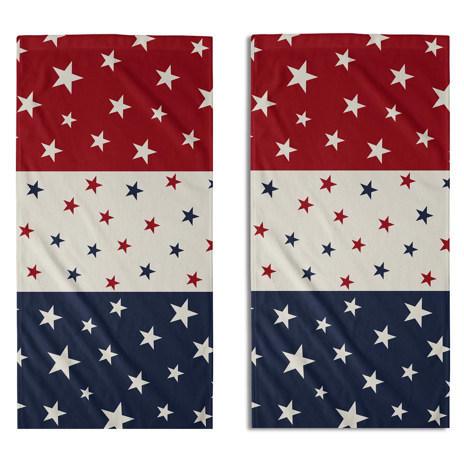 Blue Red White Patriotic Star 4th of July Hand Towels for Bathroom Set of 2 Independence Day Print Holiday Print Decorative Handtowels Soft Absorbent Bath Towel for Home Guest Room Hotel Gym Spa