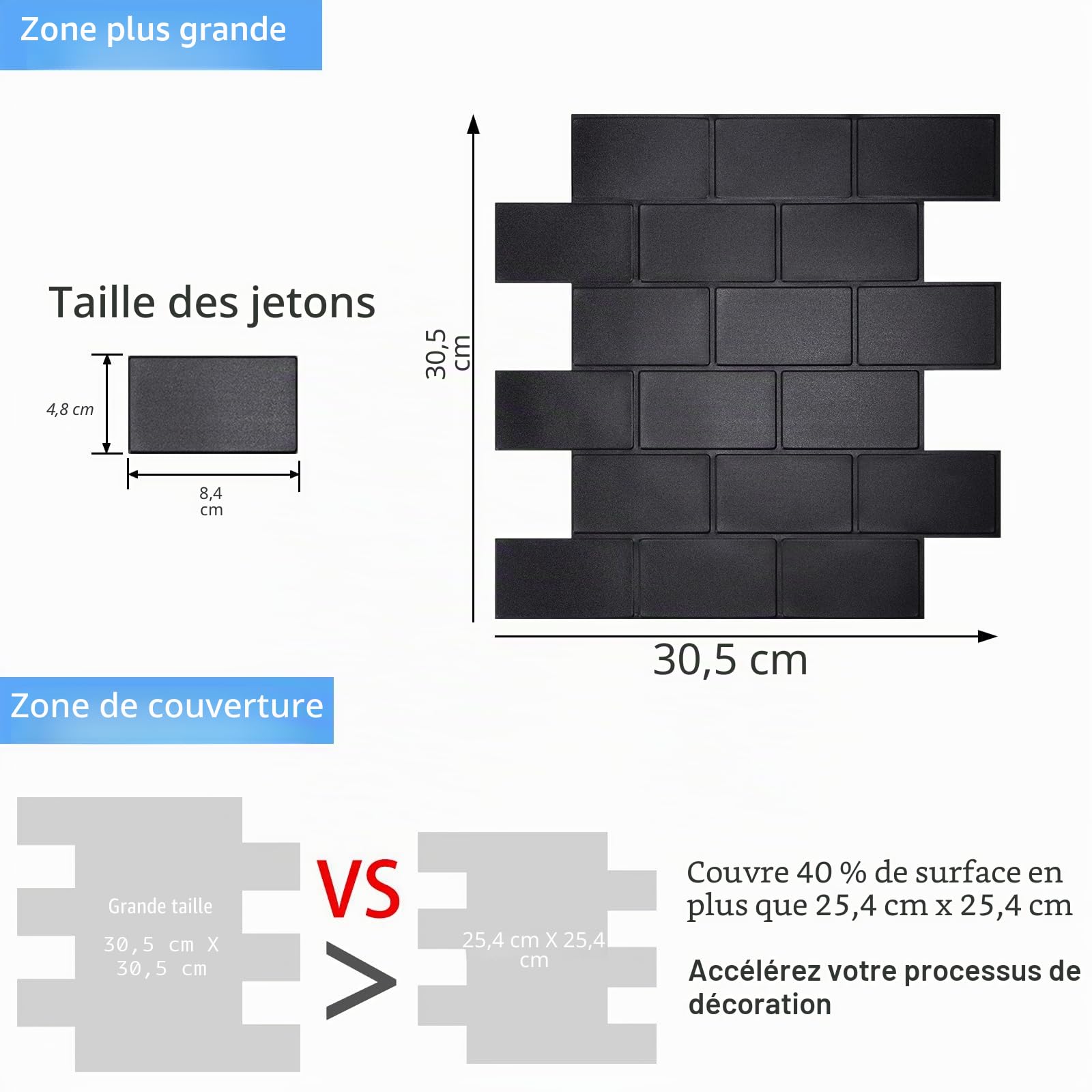 Carreaux Muraux Autocollants 10 Feuilles, 1,6 Mm D'épaisseur, Carrelage Mural Autocollant Noir Mat Pour Dosseret De Cuisine, Salle De Bain, Décoration D'intérieur