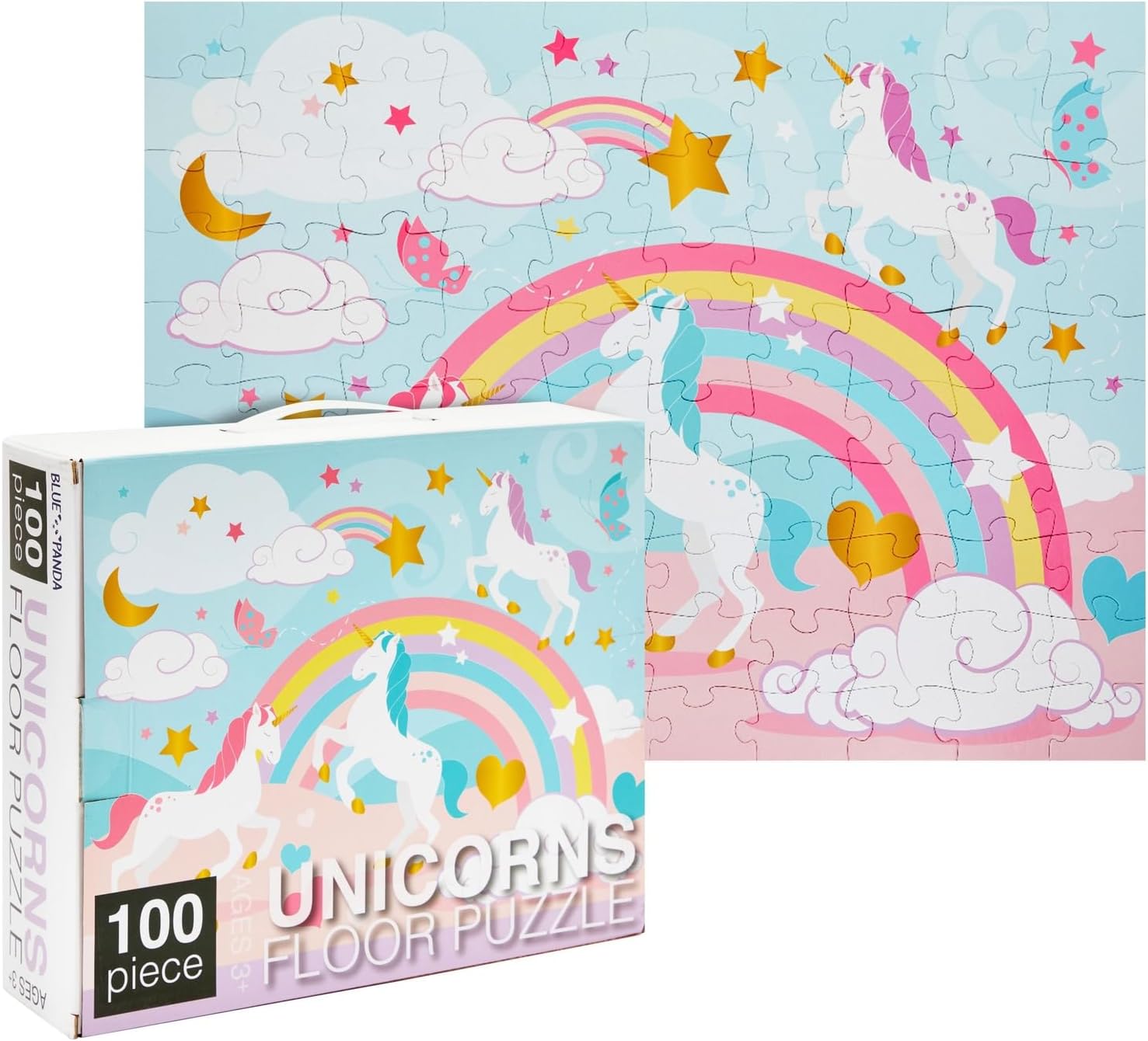 Blue Panda 100 Piece Giant Unicorn Floor Puzzle for Kids