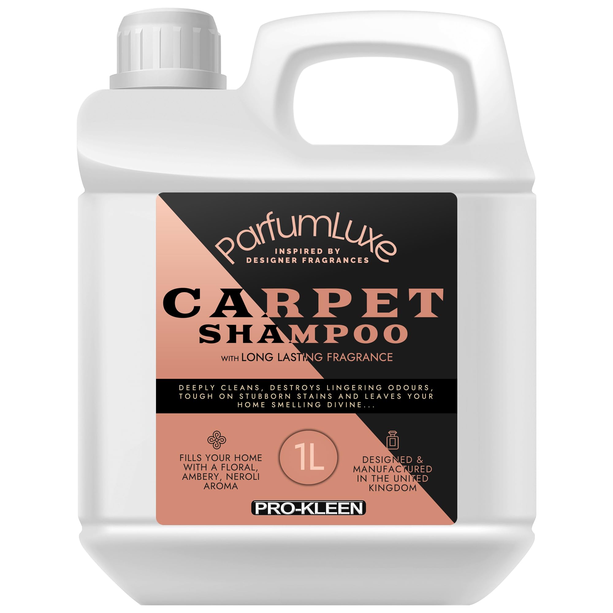 Pro-Kleen Parfum Luxe Carpet Shampoo 1L - Deeply Cleans, Removes Stains, Deodorises - Inspired by Designer Fragrance - Leaves a Long-Lasting Floral, Amber & Neroli Aroma Fragrance
