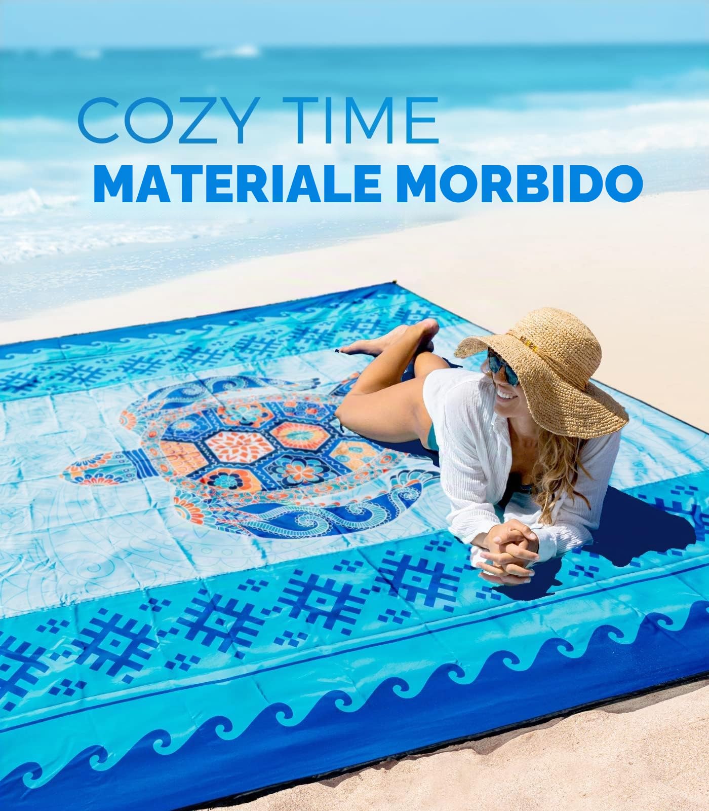 OCOOPA Coperta da Spiaggia Impermeabile 270 x 210 cm, Coperta Picnic Portatile, Telo Anti Sabbia Tappetino da Mare Grande Adatta per Spiaggia, Giardino, Campeggio, Viaggi