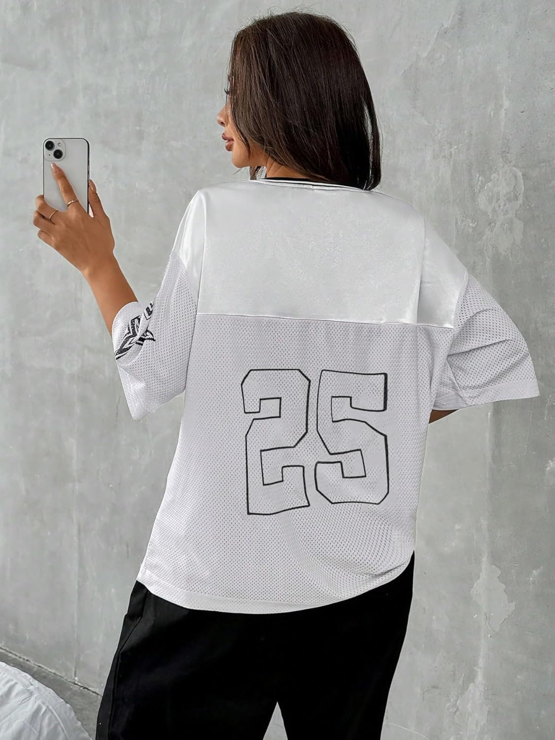 QJQ Jersey Shirts for Women Y2K Oversized V Neck Half Sleeve Graphic T Shirts Football Soccer Tee Tops Streetwear - Image 2