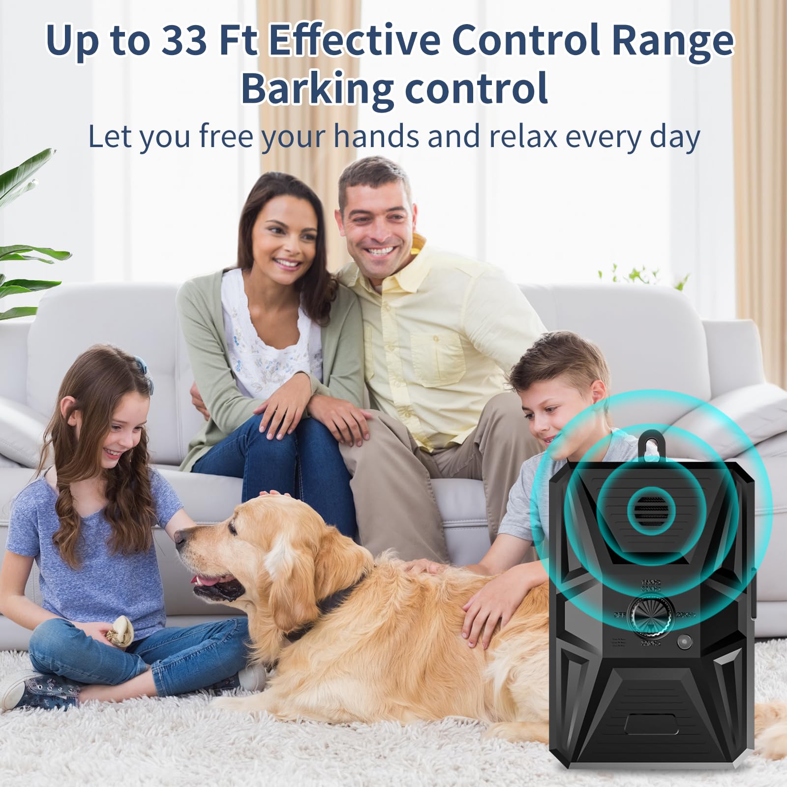 Anti Barking Device Dog Bark Deterrent Devices with 3 Mode Outdoor Indoor Dog Bark Deterrent Rechargeable & Waterproof Anti-Bark Tool for All Types Dog Blue Black Black product thumbnail 5