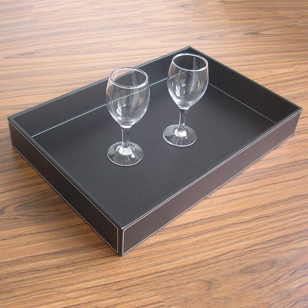 Bandeja organizadora de piel sintética, bandeja decorativa de almacenamiento de escritorio para cambio, monedas, llaves,