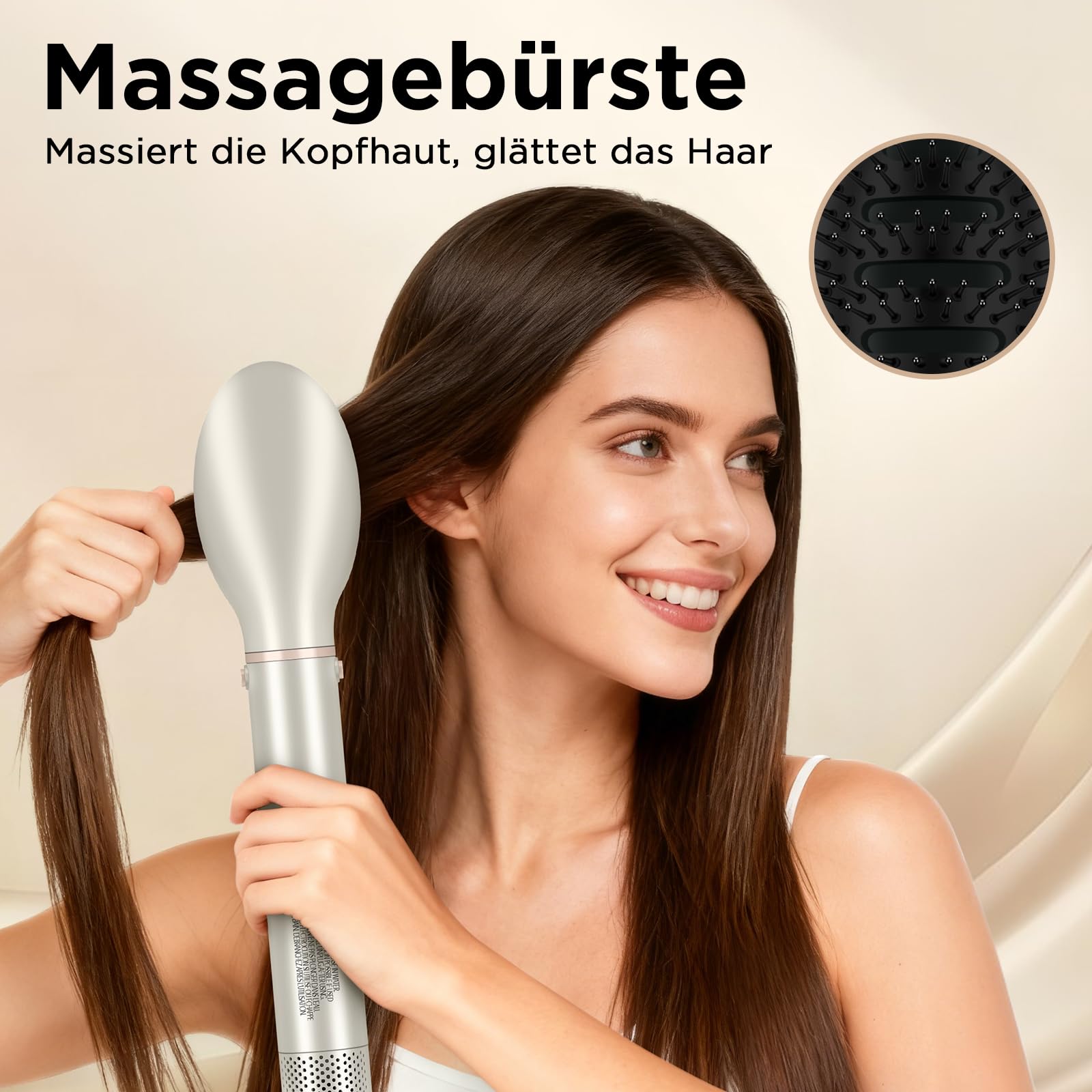 7 in 1 AirStyler, Automatische Doppelspannung MaxAIR 2.0 Multi-Styler Set | Auto-Wrap Lockenstab, 110000 U/Min Föhn mit Diffusor Volumenbürste, Glättender Finish-Aufsatz, Glätteisen, Champagnersilber