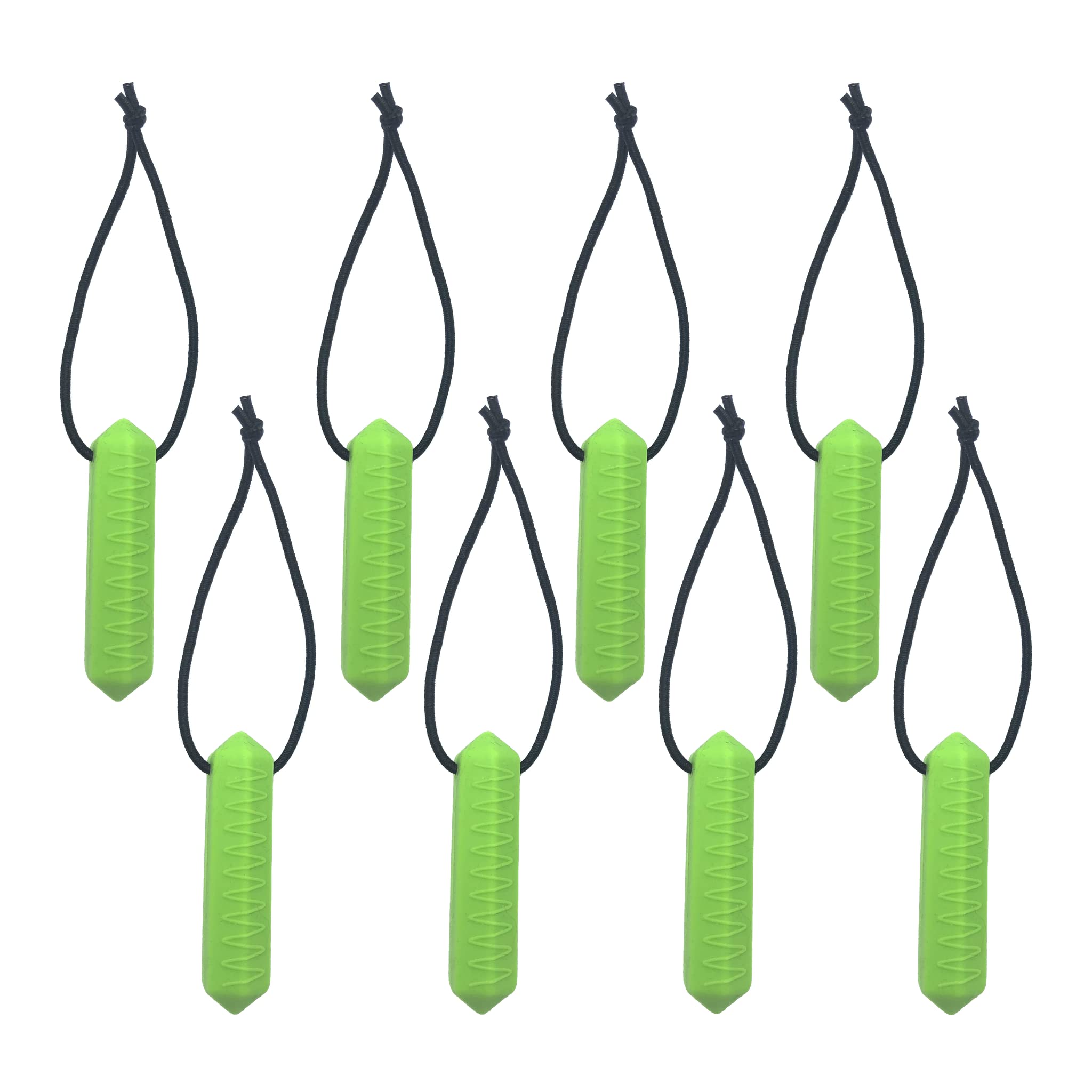 Sensory Oojamabobs - Zip chew Toggles 1/2/4/8 Pack - Autism ADHD Chewy Jewellery - stimming Anxiety aid - Green (8)