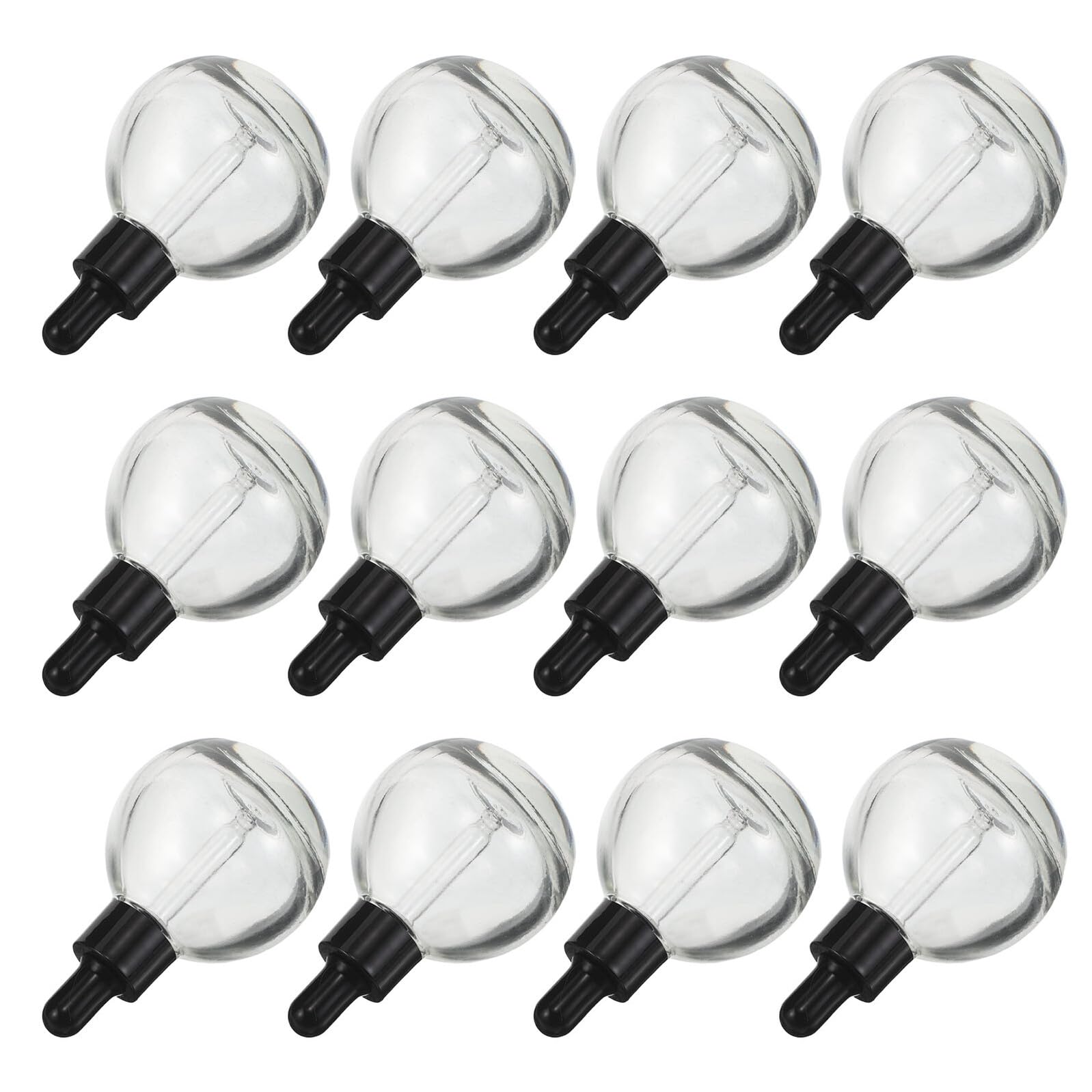 VILLCASE 12 Stück Kleine Kugel Glasfläschchen mit Pipette 30 ml Transparente Tropfflaschen Auslaufsicher Ätherische Öle Reise Probenbehälter für Kosmetik und Körperpflege