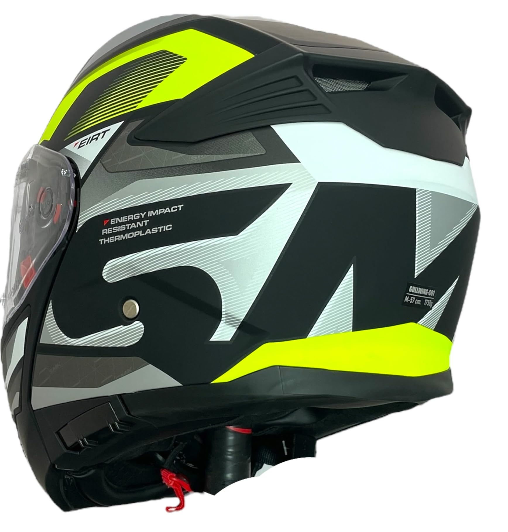 SMK Helmets Casco Modular GULLWING Venture Decorado Mate Blanco Y Amarillo 22.06 con Doble Visor P/J (L 59/60)