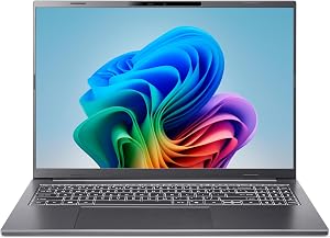 Acer Aspire 16 AI (A16-11M-X1CW) KI Laptop, Copilot+ PC, 16″ WUXGA IPS 120Hz Display, Qualcomm Snapdragon X X1-26-100, 16 GB RAM, 512 GB SSD, Qualcomm Adreno GPU, Windows 11, QWERTZ Layout