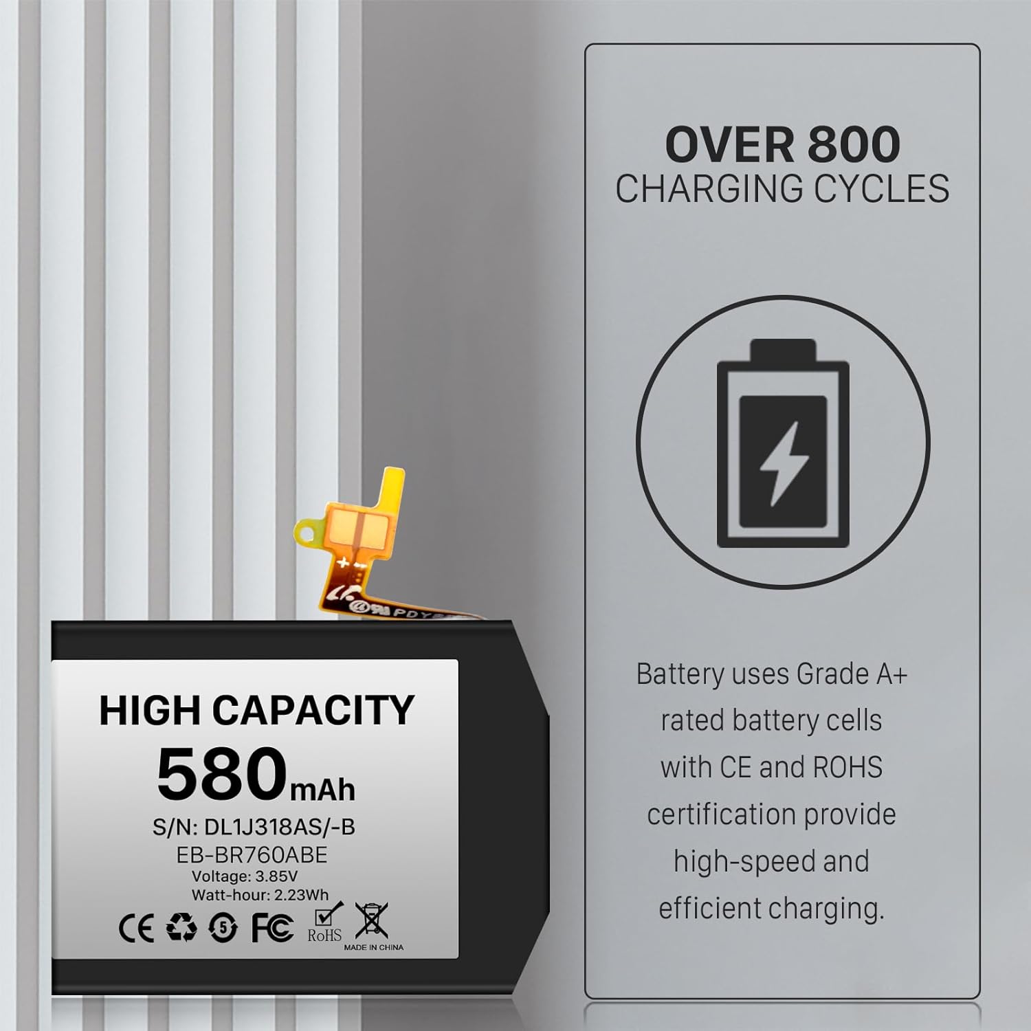 Batería para Samsung Gear S3, batería de repuesto de 580 mAh de