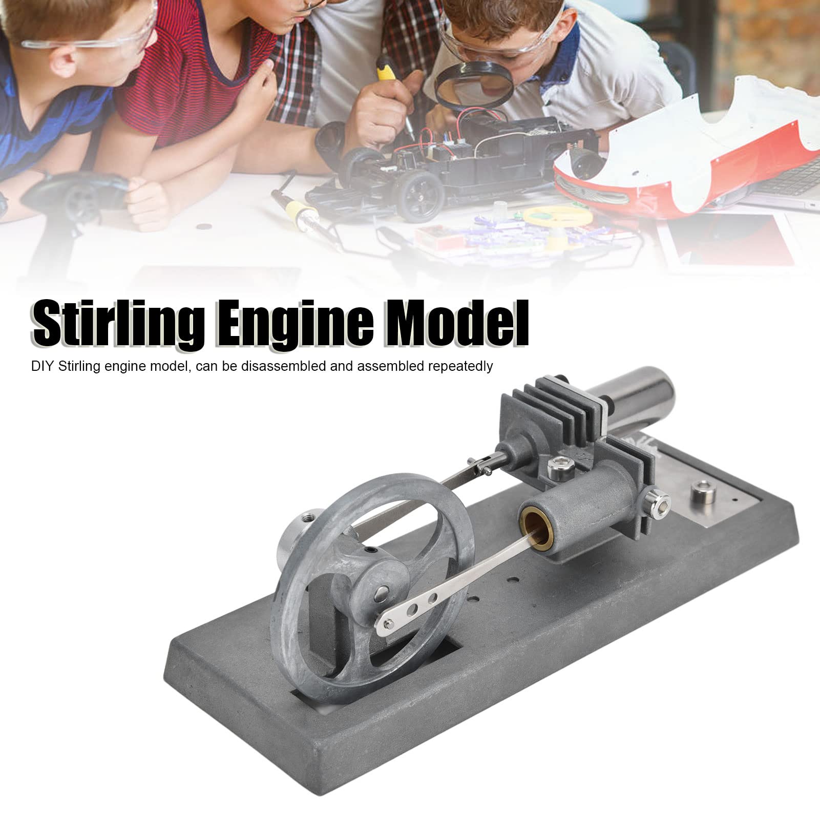 Generic Kit di Montaggio Modello Motore Stirling Fai-da-te per Giocattoli Educativi e Progetti Scientifici per Bambini e Adulti Materiale in Lega di Zinco