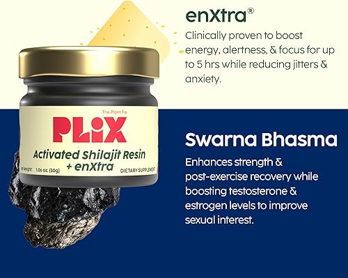 Miniatura 4 de PLIX - Resina Shilajit activada + enXtra  Shilajit del Himalaya con más de 85 minerales traza y 75% de ácido fúlvico para una mayor fuerza,
