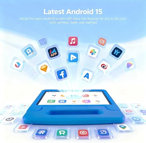 Miniatura 4 de NRKDUBQ Tablet infantil de 11 pulgadas Android 15 20GB + 128GB Octa-Core 8000mAh tableta Todder con funda a prueba de caídas, control parental, WiFi
