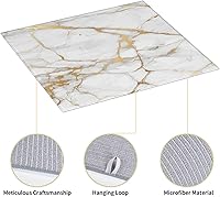 Vista 4 de Tapete de secado de platos de mármol blanco dorado para encimera de cocina, absorbente de 16 x 18 pulgadas, placa de microfibra de vidrio