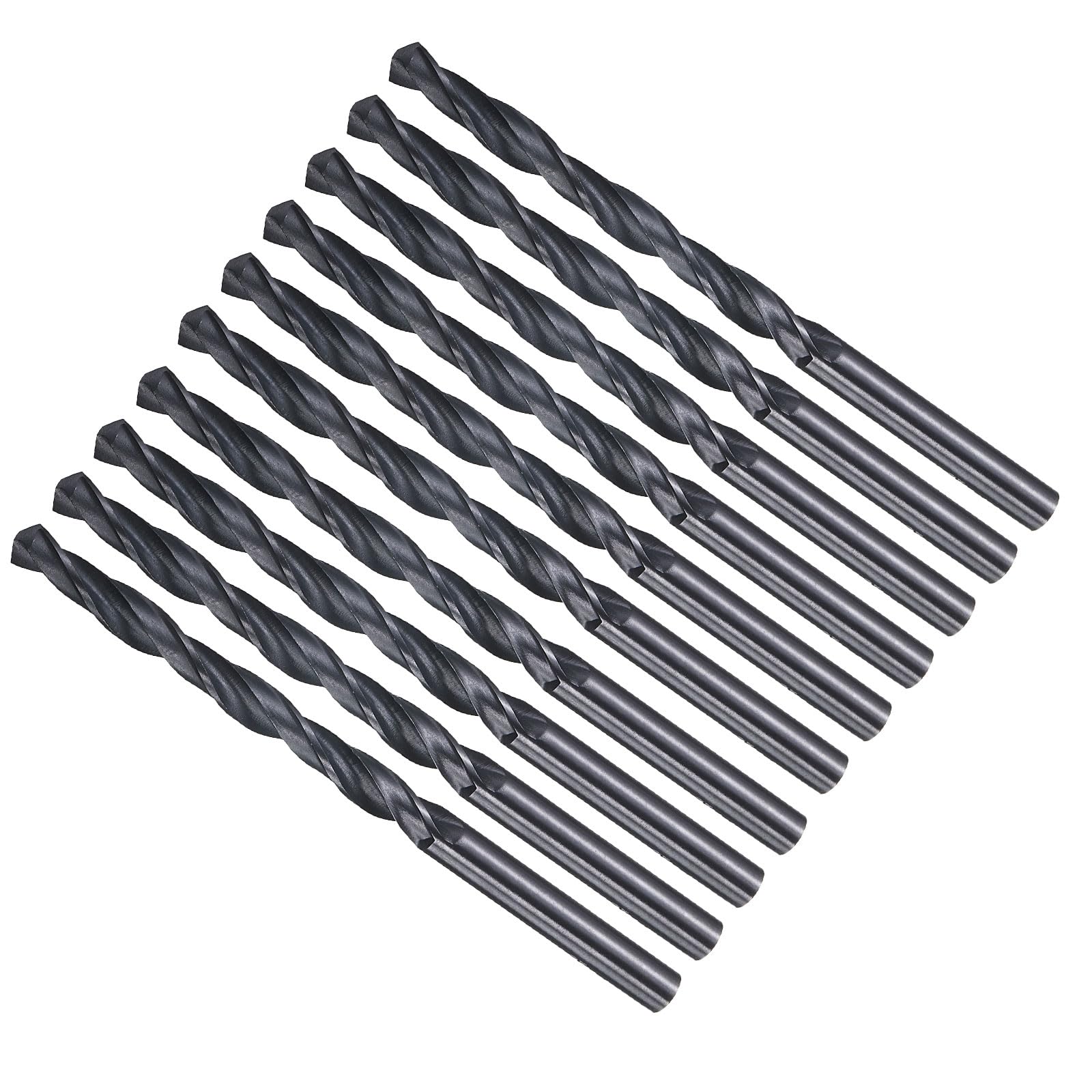 METALLIXITY Drill Bit (5.5mm) 10Pcs, 4241 High-Speed Steel Straight Shank Nitriding Black 118° for Wood Plastic Iron Copper Aluminum Low Soft Metal