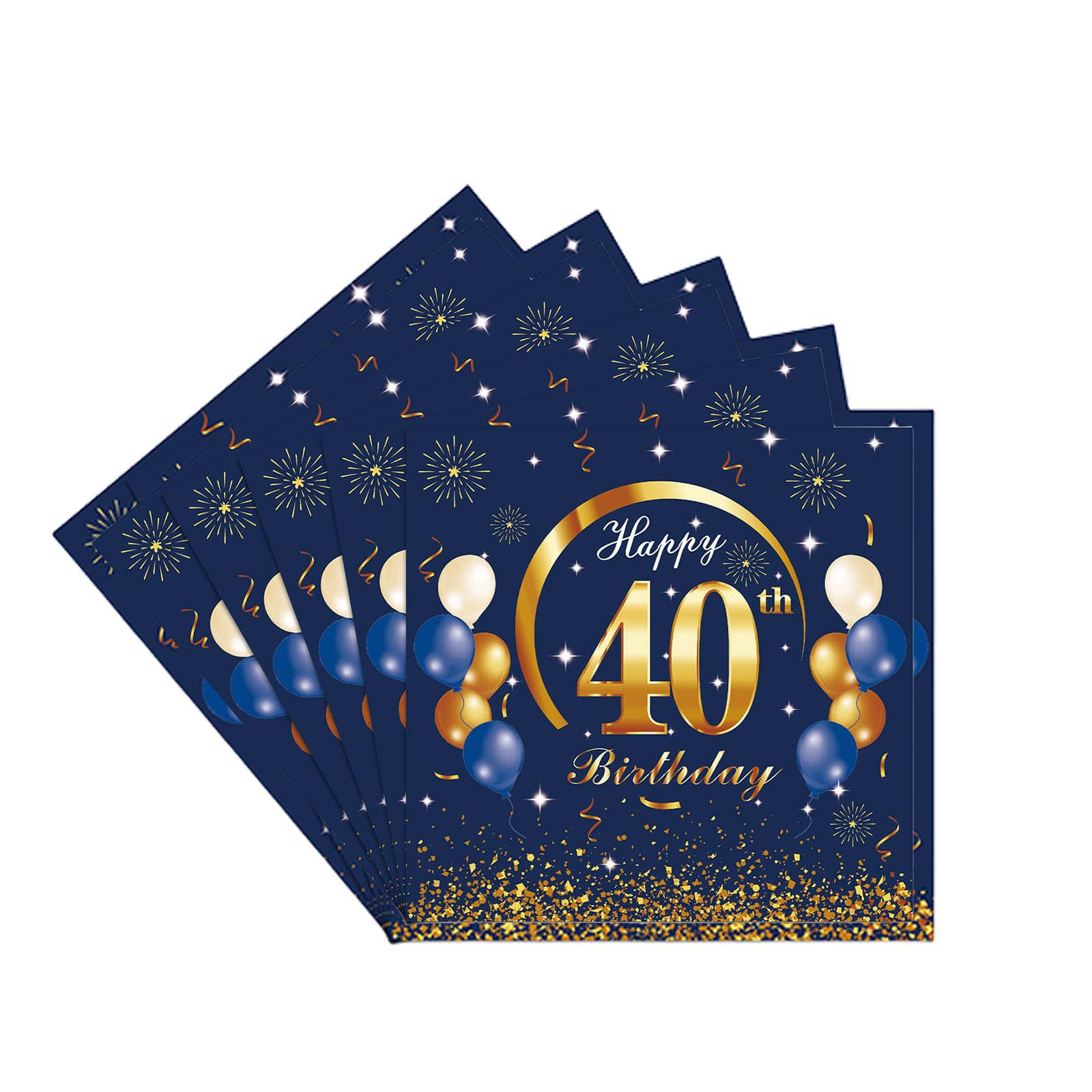 40 Stück Lila-goldene Servietten Mit Happy Birthday Aufdruck - 33x33cm Für Geburtstagsfeiern