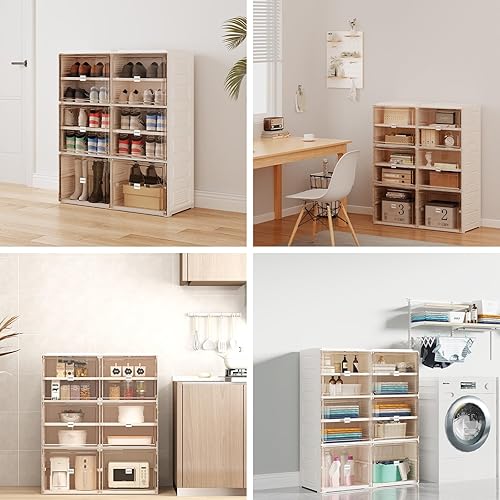 Miniatura 5 de Dripex Armario de almacenamiento de zapatos de 5 niveles para 20 pares - Caja de zapatos plegable con puertas - Estante de almacenamiento de zapatos