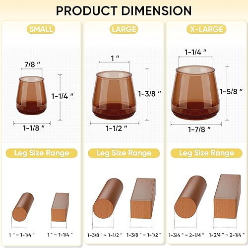 Miniatura 4 de BALEINE Paquete de 16 protectores de silicona para patas de silla, tapas protectoras de patas de taburete, tapas antideslizantes para patas de silla