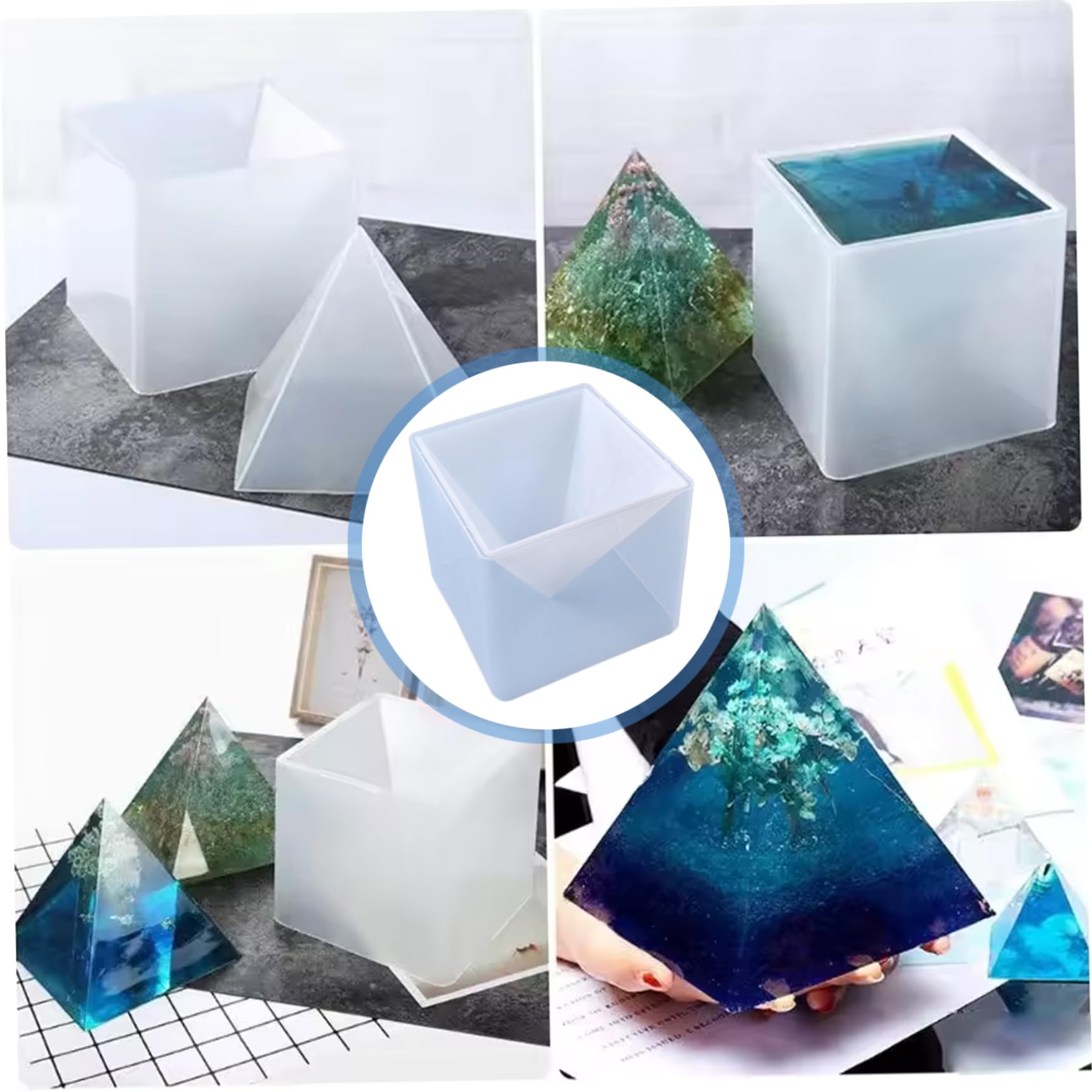 Moldes de silicona piramidal súper grandes para resina, molde artesanal epoxi para cera, jabón y yeso