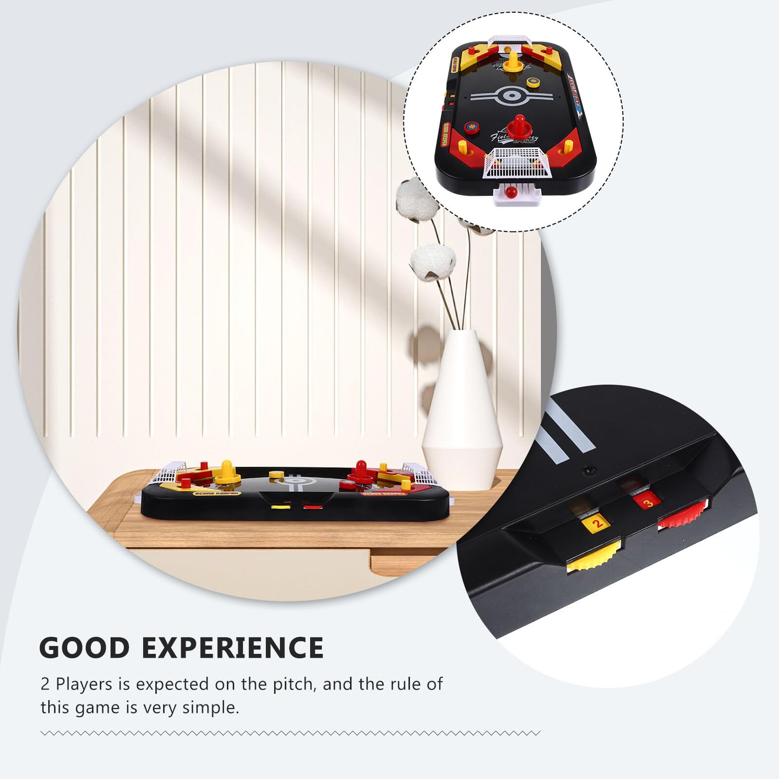 Mikinona Mini Hockey sur Glace Compétitif à 2 Joueurs Éducatif Noir en Plastique Jeu de Hockey sur Table pour Garçon et Filles Divertissement D'enfance