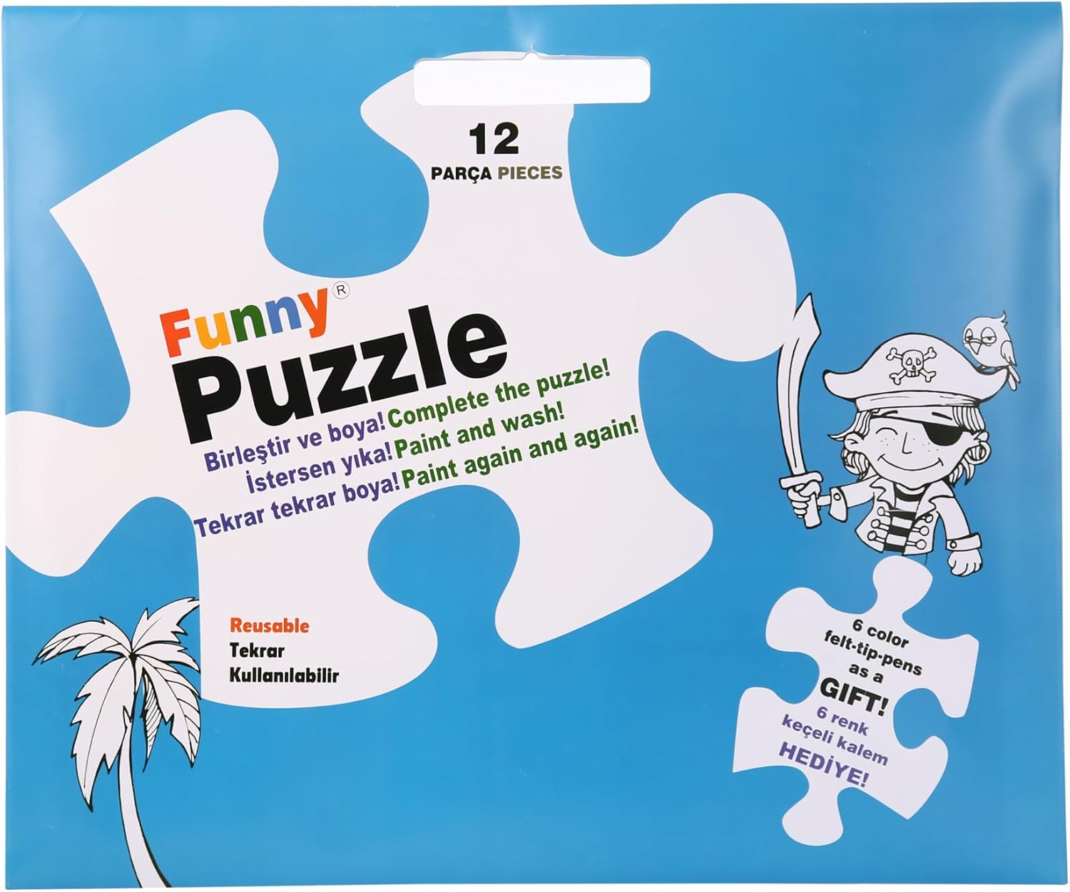 Akademi Çocuk Funny Mat Washable Puzzle Korsan Adası