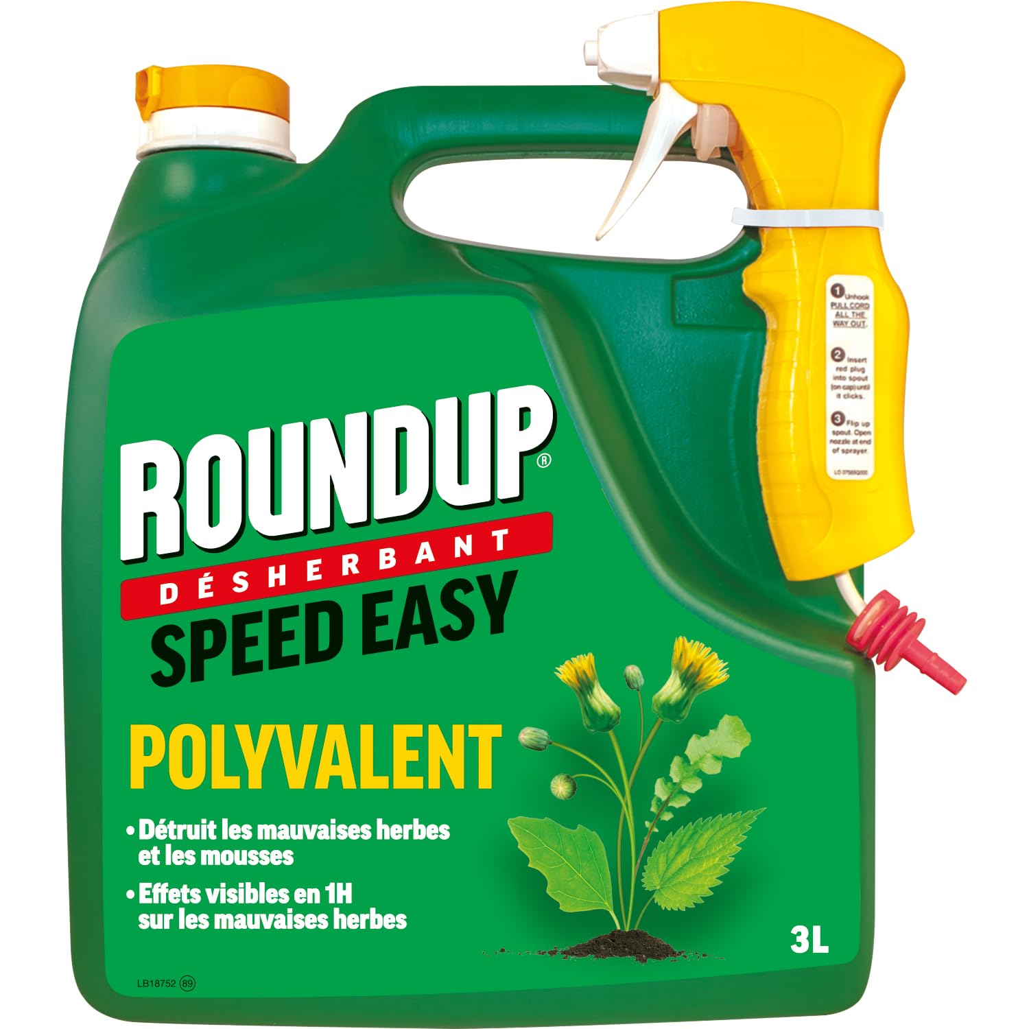 ROUNDUP RPO3A Désherbant Jardin Polyvalent 3 L Acide Pélargonique 100m²
