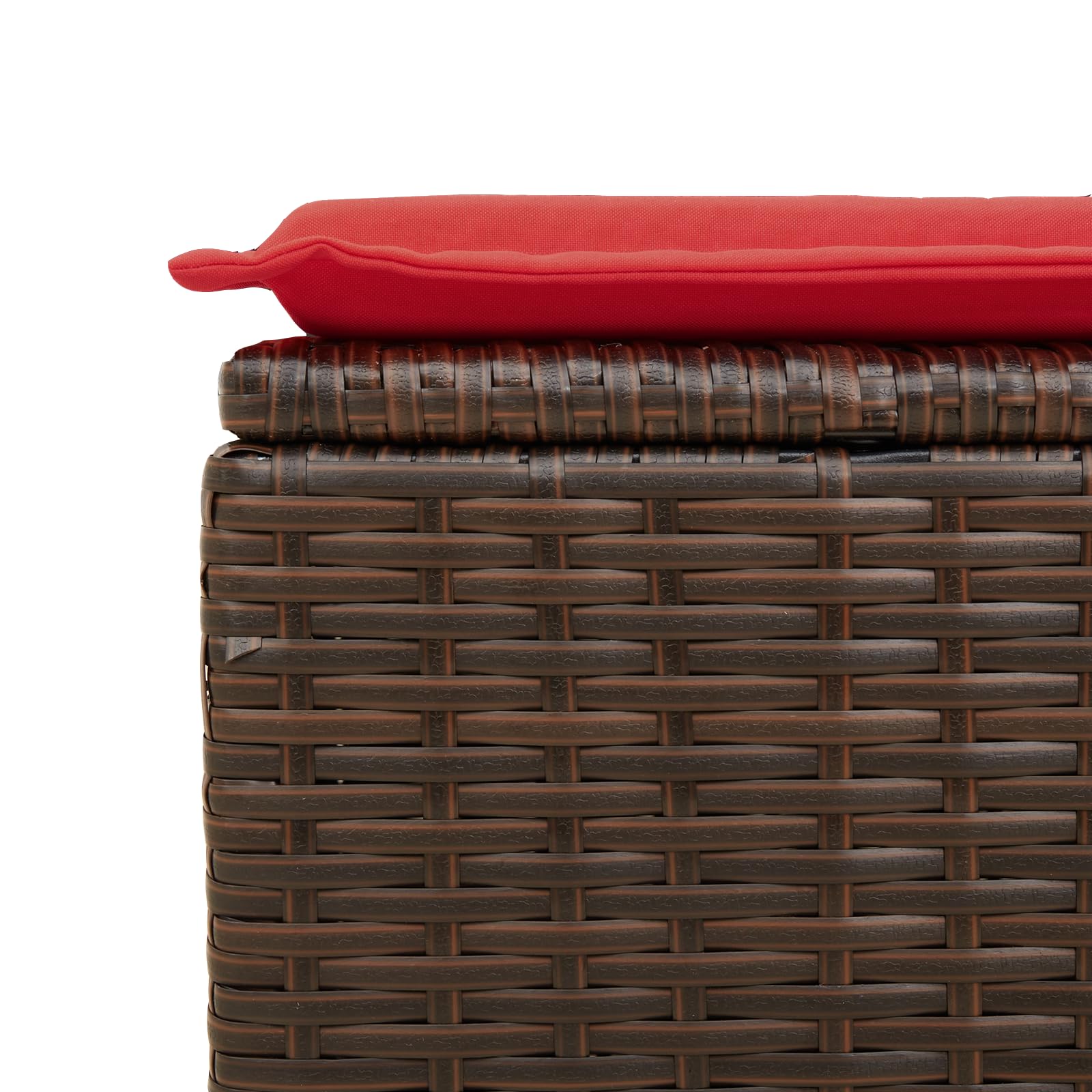 Tabouret de jardin avec coussin, marron, 55 x 55 x 37 cm, en polyrotin, résistant aux intempéries, robuste, compact, pour terrasse, balcon, véranda, avec sac de rangement et coussin d'assise