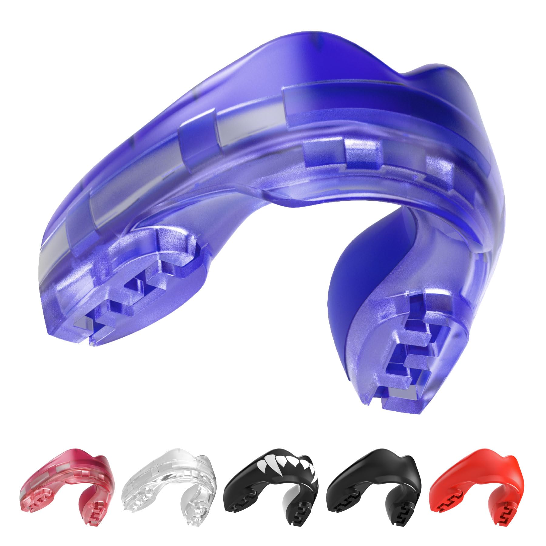 SafeJawz Mouthguard for Braces, One Size Re-Mouldable Mouth Guard with Case for Boxing, Basketball, Football, MMA, Lacrosse, Hockey and All Contact Sports (Ice Blue)
