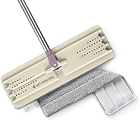 Vista 10 de JOYMOOP Trapeadores planos, trapeador de microfibra para limpieza de pisos y limpiador de paredes, mango de trapeador de 50" con cabezal plano