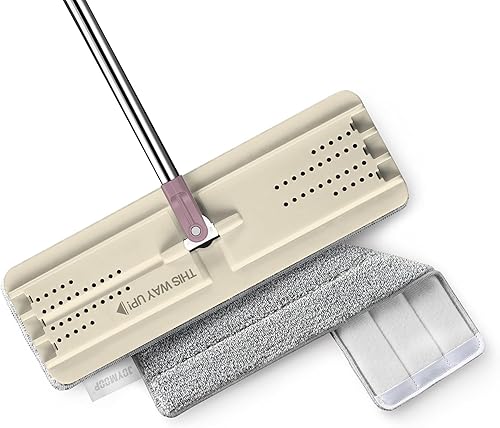 JOYMOOP Trapeador plano, trapeadores de microfibra para limpieza de pisos y limpiador de paredes, trapeadores de 50 pulgadas con cabeza plana de 13
