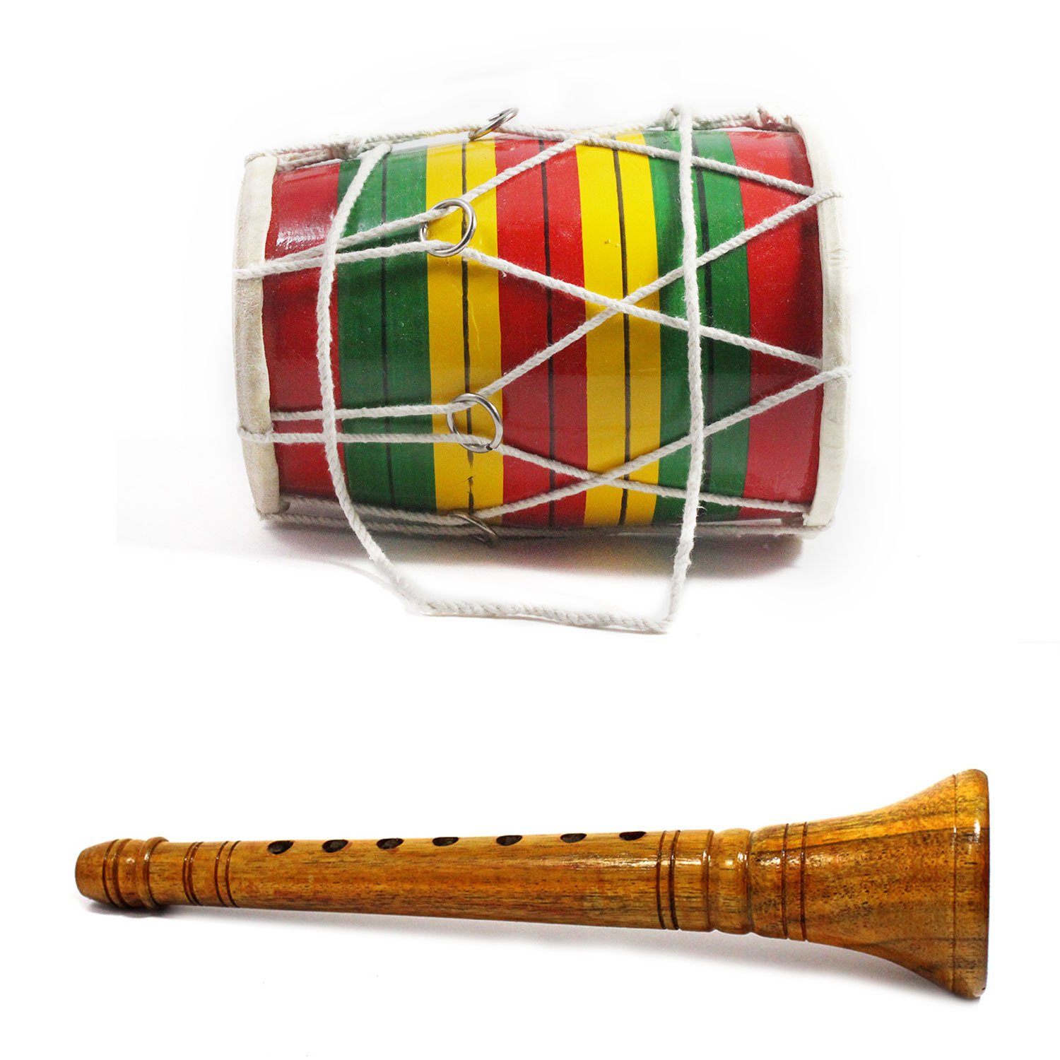 Handicraft Clarinet (Shehnai) and 8" Dholak Drum for Gifting Made by Awarded Indian Artisan