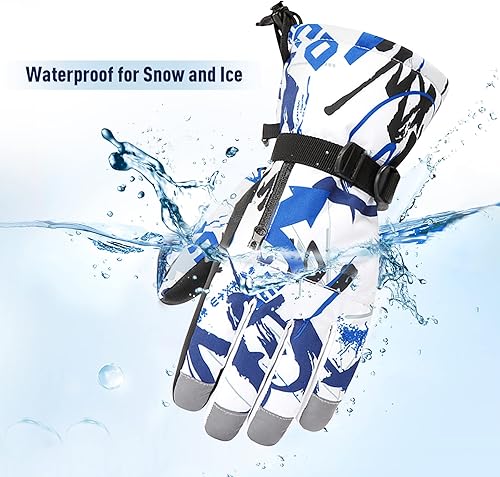 Miniatura 4 de Zando Guantes de nieve para niños y niñas, guantes impermeables de invierno para mujeres y hombres, guantes de esquí para niños, guantes cálidos de