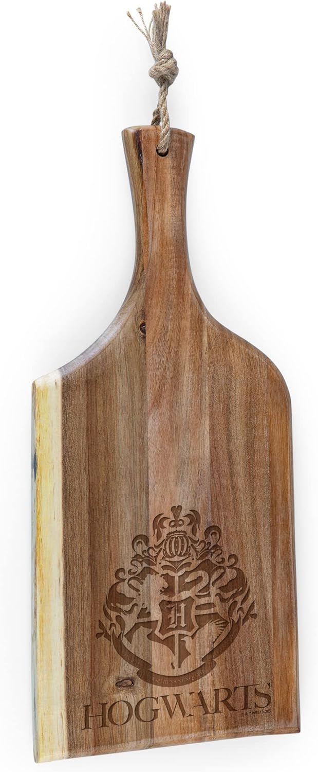 PICNIC TIME Harry Potter Hogwarts Artisan 18 Inch Acacia Charcuterie Board, Live Edge Cheese Board Serving Platter with Hanging Loop for Entertaining and Display, (Acacia Wood)