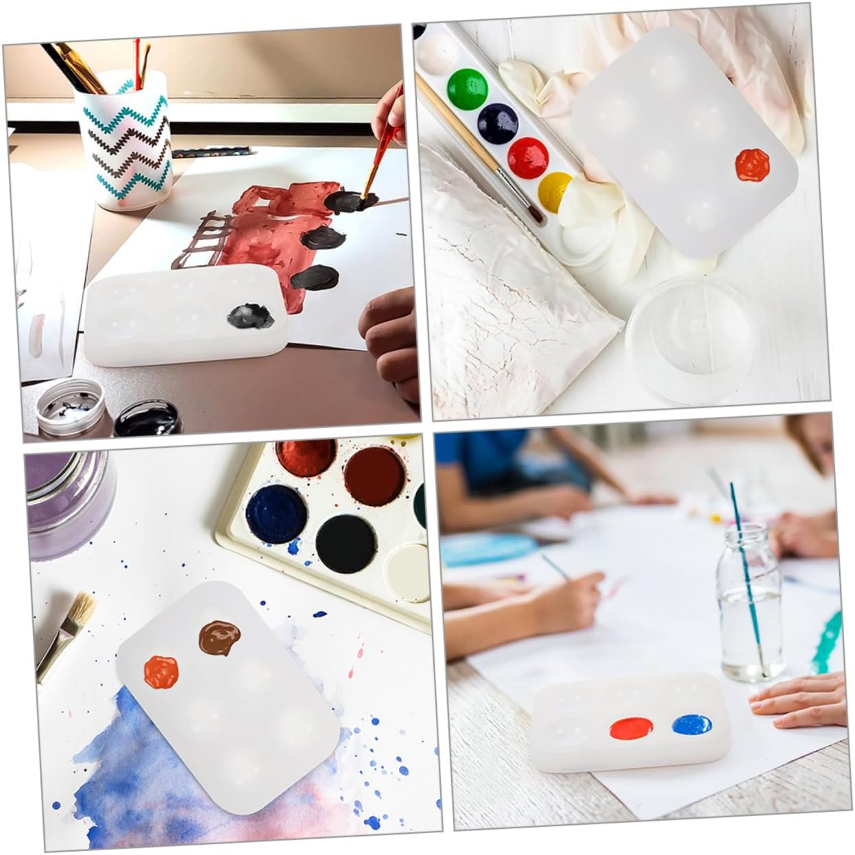 3Pcs Silicone Watercolor Palette Reusable Mixing Tray for Oil Painting Easy to Clean Paint Plate for Artists and DIY Enthusiasts