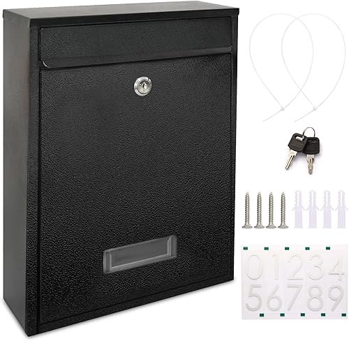 Miniatura 9 de Buzones para exterior, buzón con cerradura de montaje en pared, buzón de seguridad con llave de cerradura y tres juegos de números de buzón de
