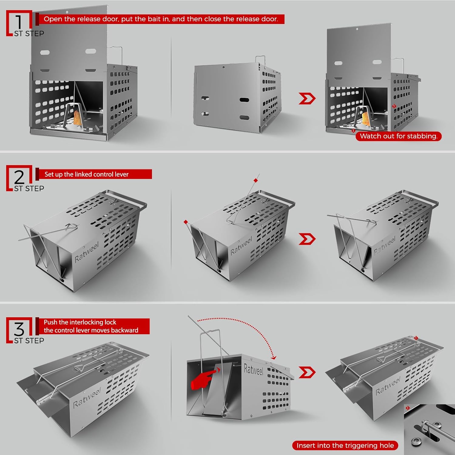 Humane Rat Trap Live Mouse Trap Indoor Catch and Release Animal Cage Multi Large Bait (2 Pack)
