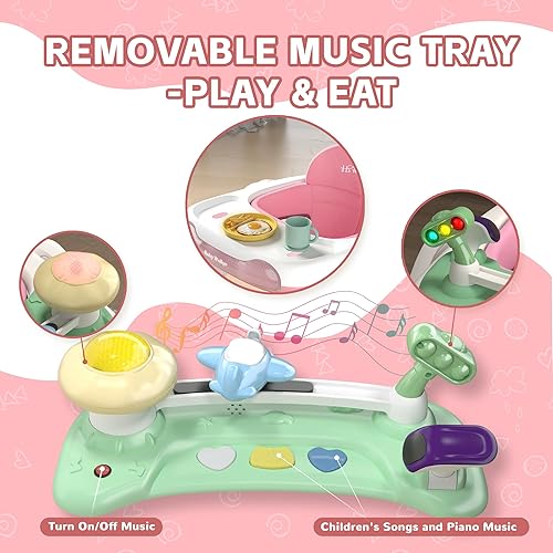 Miniatura 7 de Andador de bebé con ruedas, andador 5 en 1 para bebé niño y niña de 6 a 12 meses con gorila, centro de actividad de salto de música y luces,