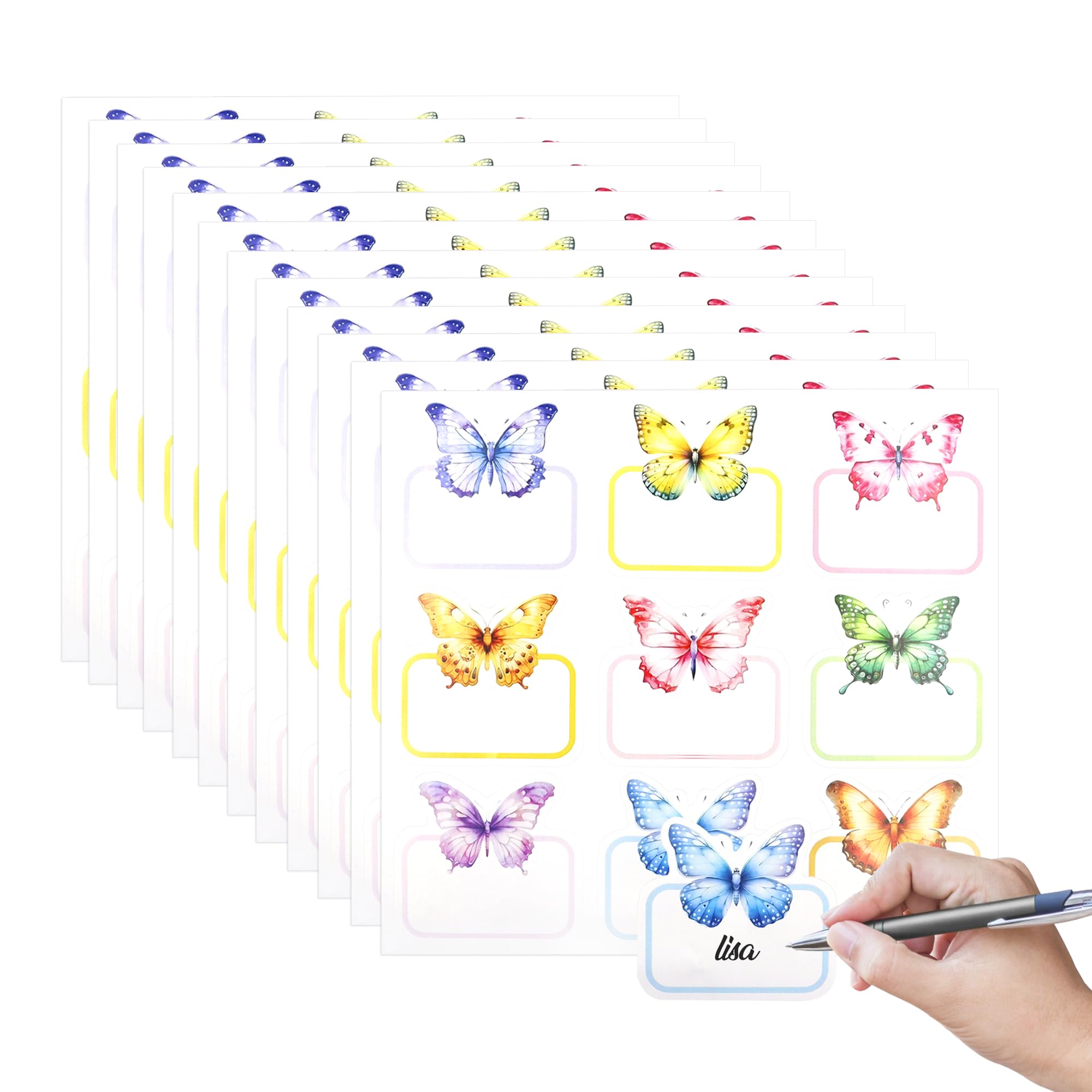 108 Pieces Butterfly Name Tags Stickers, Self Adhesive Blank Name Labels