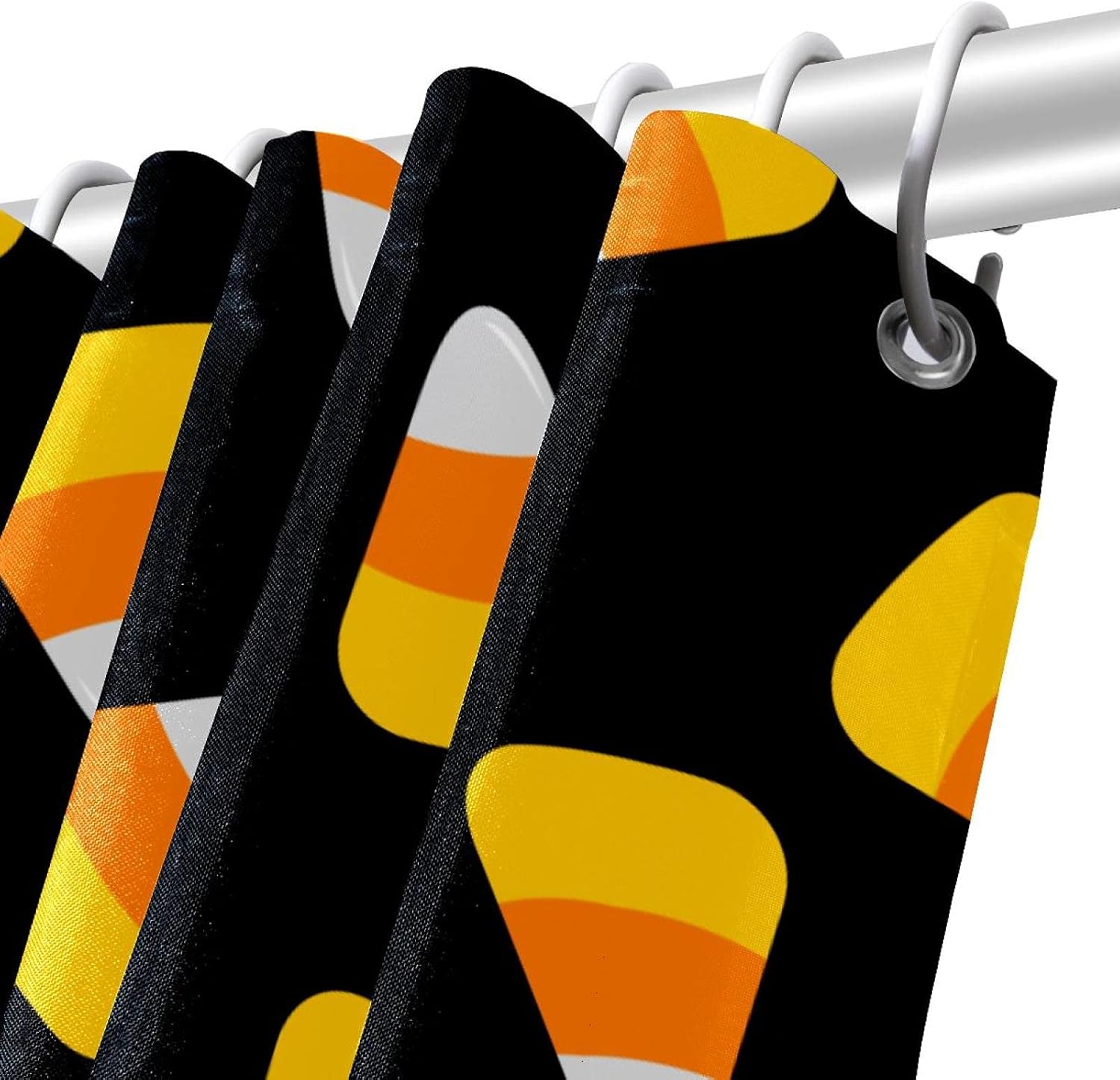 KXO Halloween Candy Corn Black, Waterproof Shower Curtain and Mat Set Polyester Bathroom Curtain and Rug Set with Hooks 70.8"x70.8"