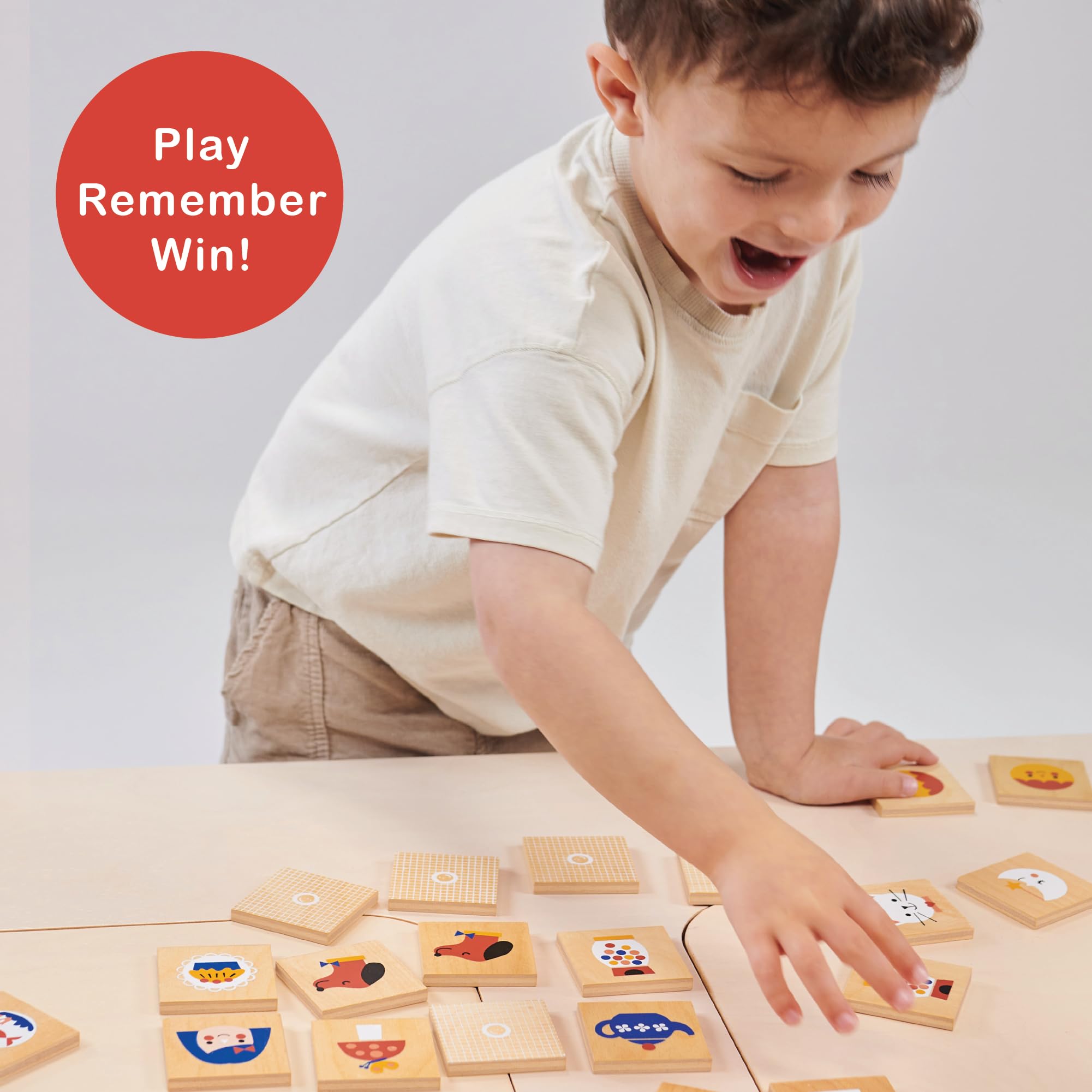 Mentari Jouets – Jeu de mémoire – 16 paires de jeux de mémoire en bois assortis – Flip to Win – Activité nocturne amusante et rapide en famille – Développe les compétences sociales et les compétences